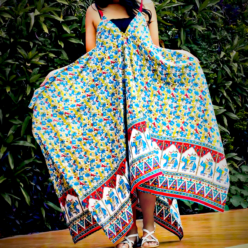 Tunique à bretelle style lambahoany à l'indienne